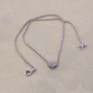 Silvertone Heart Pendant Necklace